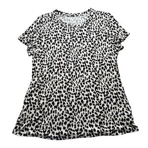 24/7 Maurice’s Women's Large Short Sleeve Tee in Black & White, Soft, Casual